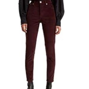 Levi’s Button Fly Burgundy Velvet Wedgie Skinny Jeans size 28